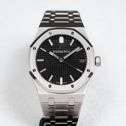 Luxury Octagonal Dial Stainless Steel Watch for Men – Black Textured Dial, Quartz Movement, Premium Designer Style Wristwatch