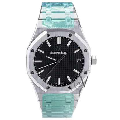Luxury Octagonal Dial Stainless Steel Watch for Men – Black Textured Dial, Quartz Movement, Premium Designer Style Wristwatch